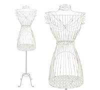 PrimoLiving Mannequin de Tailleur en Métal GRACIA en Blanc Antique - Avec Compartiment et Espace de Rangement Buste de Mannequin Décoratif Look Vintage Buste Féminin Support à Vêtements P-14189