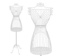 PrimoLiving Mannequin de Tailleur en Métal GRACIA en Blanc - Avec Compartiment et Espace de Rangement Buste de Mannequin Décoratif Look Vintage Buste Féminin Support à Vêtements P-09901