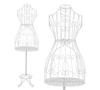 PrimoLiving Mannequin de Tailleur en Métal Mila en Blanc - avec Compartiment et Espace de Rangement Buste de Mannequin Décoratif Look Vintage Buste Décoratif Féminin Support à Vêtements P-05972