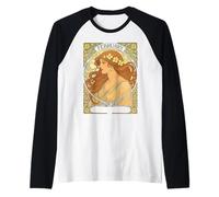 Primrose Flowers Art Nouveau Style Février Anniversaire Manche Raglan