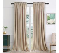 Primrose Lot de 2 Rideaux occultants Semi-occultants de 243,8 cm en Velours avec Passe-Tringle pour Salon, Chambre à Coucher, Champagne