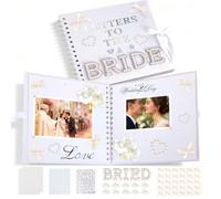 Primst Album de scrapbooking Lettres To The Bride 20,3 x 20,3 cm - Livre de souvenirs de mariage et livre d'or de mariée, album en papier vierge avec autocollants perlés, lettres et nœuds métalliques