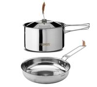 Primus Batterie de cuisine de camping - Petit ensemble de cuisine pour feu de camp en acier inoxydable - Casserole de camping de 1,8 l et 17,5 cm et poêle de camping de 21 cm - Casseroles et poêles de