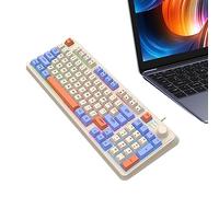 PRIMUZ Clavier de jeu compact, clavier rétroéclairé Plug Play, clavier PC filaire K82 tricolore lumineux, clavier remplaçable à chaud pour le travail et l'ordinateur portable, Plug and Play