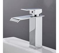 PRIMUZ Robinet de lavabo Cascade chromé, mitigeur de lavabo for Eau Chaude et Froide, Robinet de vanité en Acier Inoxydable for lavabo de Salle de Bain, Court