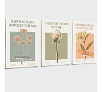 Prinajssiad Lot de 3 affiches de Taylor August de 30,5 x 40,6 cm avec citations lyriques de Swiift - Impression florale vintage « You're on Your Own Kid » - Images botaniques rétro pour chambre de