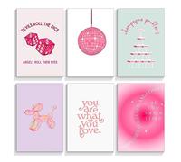 Prinajssiad Lot de 6 affiches roses Preppy pour chambre à coucher, dortoir, collage mural sans cadre - 20,3 x 25,4 cm