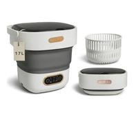 Prince Distribution Lave-linge portable, mini lave-linge 15L, chargement par le haut, 3 programmes, contrôle manuel, gris