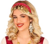 Prince du désert serre-tête Pièces d'or Ornement de tête féerique Sheik Carnaval, couleur : rouge