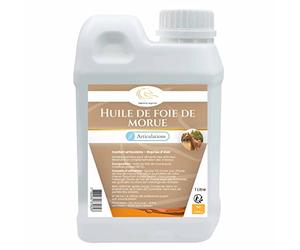 PRINCE EQUIN - HUILE DE FOIE DE MORUE - Complément nutritionnel Cheval - Bidon 1 L - Articulations - Reprise d'état cheval - Immunité - Source d'oméga 3 et vitamines A et D - Marque française
