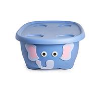Prince Lionheart Tubimal® with Hammock | Baignoire avec Hamac | Bain pour Bébé &Petit Enfant | Bouchon| Boite avec Couvercle | 3 Etapes | Empilable | Cadeau Baby Shower - Bleu Eléphant