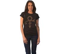 Prince T Shirt Or Symbol Diamante Logo Nouveau Officiel Femme Skinny Fit Noir Size S
