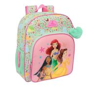 PRINCESAS DISNEY BLOOM - Sac à dos scolaire pour enfant, adaptable au chariot, idéal pour les enfants d'âge scolaire, confortable et polyvalent, qualité et résistance, 32 x 12 x 38 cm, Vert d'eau /