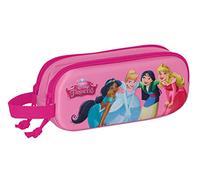 PRINCESAS DISNEY Trousse double 3D pour enfant Trousse enfant Idéal pour les enfants d'âge scolaire, confortable et polyvalent, qualité et résistance, 21 x 6 x 8 cm, Rose, rose, Estándar, décontracté