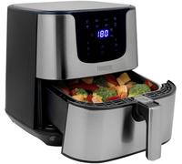 Princess 01.182060.01.001 Friteuse à air chaud 5.5 l 1700 W revêtement anti-adhésif, fonction minuteur, protection contre la surchauffe, avec écran noir,argent
