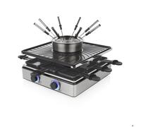 Princess 162670 - Raclette machine & fondue 5-en-1 - 31x31 cm - 1800 W - 8 personnes - PFAS sans