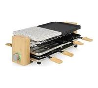 Princess Pure 8 Appareil à raclette revêtement anti-adhésif, 8 poêlons noir, pierre, bambou