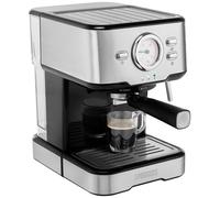 Princess 249415 Machine à capsules argent, noir avec embout de mousseur à lait, avec fonction chauffe-tasse