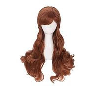 Princess Anna Cosplay Wigs 70cm Long Brown Curly Wavy Heat Resistant Synthetic Hair Wig + Wig Cap