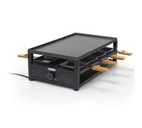 Princess Appareil à Raclette Black Steel, Pour 8 Personnes, Plaque Amovible 44 x 25 cm, Thermostat à Anneau Lumineux, Finition Moderne, Facile à Nettoyer, 1300 W, Noir, 01.162655.01.001