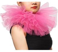 PRINCESS BRIDE Accessoires de clown de cirque d'opéra, collier à volants, style victorien, élisabéthain, Renaissance, Pâques, bal masqué, fête costumée, collier de clown d'Halloween (rose)