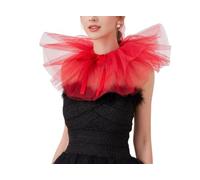 PRINCESS BRIDE Accessoires de clown de cirque d'opéra, collier à volants victorien, élisabéthain, Renaissance, Pâques, bal masqué, fête costumée, collier de clown d'Halloween (rouge)