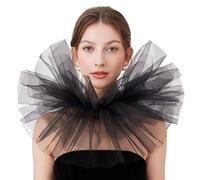 PRINCESS BRIDE Accessoires de clown de cirque d'opéra, collier à volants, victorien, élisabéthain, Renaissance, Pâques, bal masqué, fête costumée, collier de clown d'Halloween (noir)