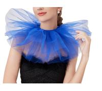 PRINCESS BRIDE Accessoires de clown de cirque d'opéra, collier à volants, victorien, élisabéthain, Renaissance, Pâques, bal masqué, fête costumée, collier de clown d'Halloween (bleu)