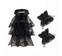 PRINCESS BRIDE Accessoires de clown d'opéra cirque en dentelle avec gants en dentelle victorien, élisabéthain, Renaissance, Pâques, bal masqué, accessoire de costume, col de clown à plusieurs couches