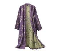 PRINCESS BRIDE Chemise de nuit Yukata japonaise en gaze de coton jacquard, pyjama respirant pour femme, violet, XL