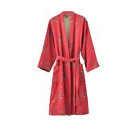PRINCESS BRIDE Chemise de nuit Yukata japonaise en gaze de coton jacquard, pyjama respirant pour femme, Ceinture rouge., XL