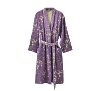 PRINCESS BRIDE Chemise de nuit Yukata japonaise en gaze de coton jacquard, pyjama respirant pour femme, Ceinture violette, L
