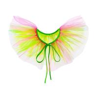 PRINCESS BRIDE Collier de clown d'Halloween à volants - Accessoire de costume de fête élisabéthaine victorienne - Accessoire de déguisement - Collier de clown coloré en maille bouffante (vert-rose)