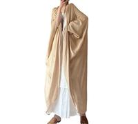 PRINCESS BRIDE Literary Painter Cardigan long léger en coton et lin pour femme - Vêtements d'extérieur amples et fluides - Trench-coat drapé, taille unique, beige