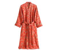 PRINCESS BRIDE Peignoir de bain unisexe en gaze de coton double couche respirant, pyjama doux, chemise de nuit douce, Yukata absorbant pour hôtel, maison, Orange, XL