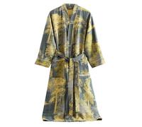 PRINCESS BRIDE Peignoir unisexe en gaze de coton double couche respirant, pyjama doux et absorbant Yukata pour hôtel, maison, vert foncé, XL