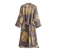 PRINCESS BRIDE Peignoir unisexe en gaze de coton double couche respirant, pyjama doux et absorbant Yukata pour hôtel, maison, Jaune-gris, L