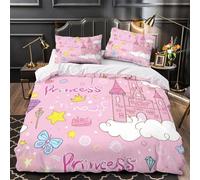Princess Castle Ensemble De Literie 3D Imprimée Microfibre Hypoallergique 3 Pièces Éclair Douce Coon Fairy Tale Housse de Couette Léger Entretien Facile for Adultes Enfants Single（135x200cm）