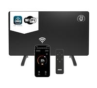 Princess Chauffage infrarouge Princess connecté - Panneau en cristal de carbone - 480 W -Thermostat réglable jusqu'à 50 °C - Minuterie 24 h - Programmation hebdomadaire (Noir)