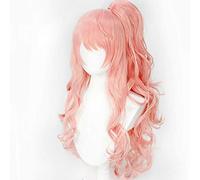 Princess Connect! Re Dive Suzuna rose clair ondulé long 80 cm corps Cosplay perruques cheveux synthétiques + 50 cm une queue de cheval puce + casquette de perruque gratuite chine rose