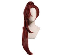 Princess Connect! Re: plongée Akino Cosplay perruque 80cm cheveux rouge foncé avec des queues de cheval à puce Halloween Party Akino perruques bordeaux