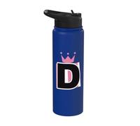 Princess Crown D Initial Preppy Royal Letter Birthday Girl Stainless Steel Insulated Water Bottle