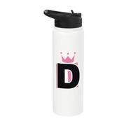 Princess Crown D Initial Preppy Royal Letter Birthday Girl Stainless Steel Insulated Water Bottle