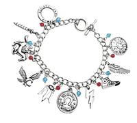 PRINCESS CUTENESS STORE Bracelet à breloques épais argenté représentant Percy Jackson, le Camp des Sang-Mêlé, Poséidon et un demi-dieu olympien