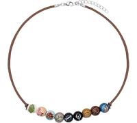 PRINCESS CUTENESS STORE Percy Jackson Annabeth Chase Brown Faux Leather Cord Colorful Painted 9PCS Wooden Bead Demigod Olympian Necklace