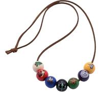 PRINCESS CUTENESS STORE Percy Jackson Annabeth Chase Brown Faux Leather Cord Colorful Painted Wooden Bead Demigod Olympian Necklace