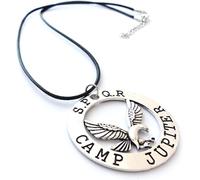 PRINCESS CUTENESS STORE Percy Jackson SPQR Eagle Camp Jupiter Collier avec pendentif argenté et cordon noir