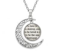 PRINCESS CUTENESS STORE The Mortal Instruments Collier avec pendentif en forme de croissant de livre angélique en argent