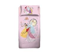 Princess, Drap de lit Simple, Parure de lit Simple Disney, Drap Plat, taie d'oreiller, Rose, Disney, 100% Coton, Produit Officiel