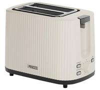 Princess Grille-pain Wave, grille-pain 2 fentes, 7 niveaux de brunissage, ramasse-miettes amovible, centrage automatique, décongélation, arrêt auto, pieds antidérapants, beige, 930 W, 142337